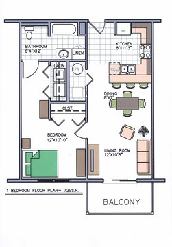 1 bedroom floor layout