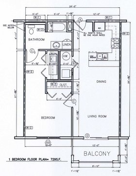 1 Bedroom Dimensions - Workspace Kitchen