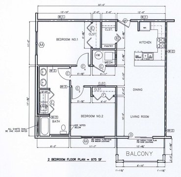 2 Bedroom Dimensions - Workspace Kitchen