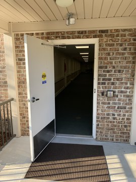 Automatic Side Door Entrance into interior hallway