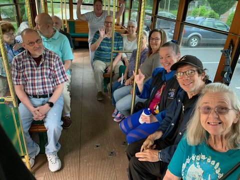 Residents on the Morganton Trolley