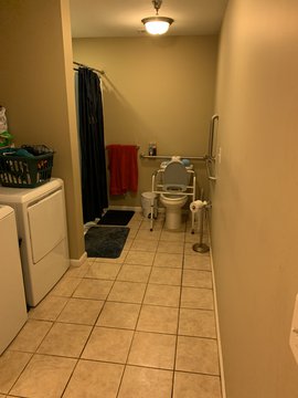 Laundry area inside bathroom