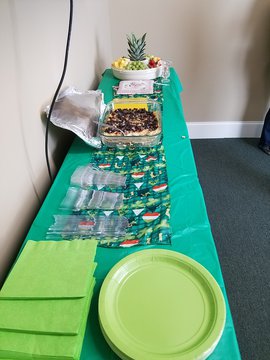 Breakfast Potluck buffet table