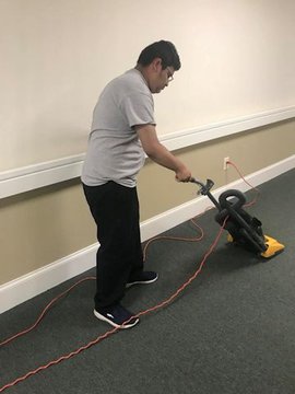 vacuuming the halls